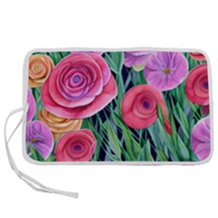 Boho Retropical Flowers Pen Storage Case (l) by GardenOfOphir