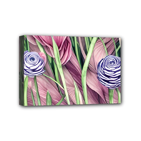 Ottagecore Aesthetics Retro Flowers Pattern Mini Canvas 6  X 4  (stretched) by GardenOfOphir