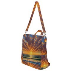 Waves At Sunset Crossbody Backpack by GardenOfOphir