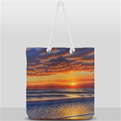 Nature s Sunset Over Beach Full Print Rope Handle Tote (large) by GardenOfOphir