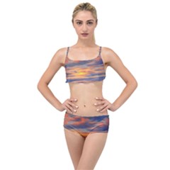 Serene Sunset Over Beach Layered Top Bikini Set by GardenOfOphir