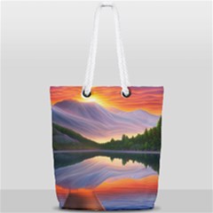 Flaming Sunset Full Print Rope Handle Tote (small) by GardenOfOphir