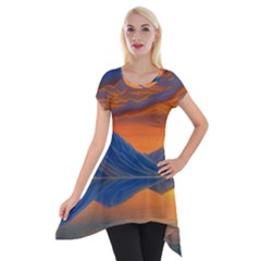 Glorious Sunset Short Sleeve Side Drop Tunic by GardenOfOphir