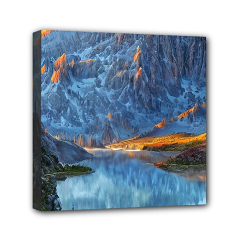 Majestic Lake Landscape Mini Canvas 6  X 6  (stretched) by GardenOfOphir