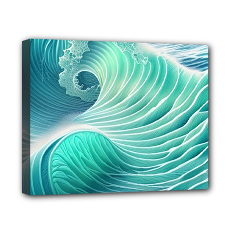 Pink Sky Blue Ocean Waves Canvas 10  X 8  (stretched) by GardenOfOphir