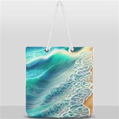 Pastel Beach Wave Full Print Rope Handle Tote (large) by GardenOfOphir