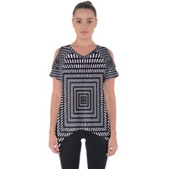Focus Squares Optical Illusion Background Pattern Cut Out Side Drop Tee