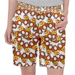 Owl Animal Bird Nature Feather Eyes Plumage Pocket Shorts by Ravend