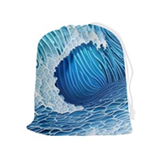 Beach Wave Drawstring Pouch (xl) by GardenOfOphir