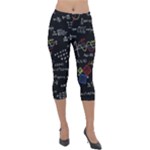 Black Background With Text Overlay Mathematics Formula Board Lightweight Velour Capri Leggings 
