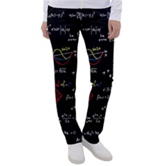 Black Background With Text Overlay Mathematics Formula Board Women s Casual Pants by Jancukart