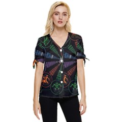 Zodiac Geek Bow Sleeve Button Up Top by Jancukart