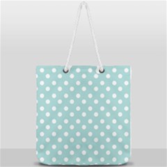 Blue And White Polka Dots Full Print Rope Handle Tote (large) by GardenOfOphir