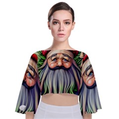 Mushroom Magic Charm Tie Back Butterfly Sleeve Chiffon Top by GardenOfOphir
