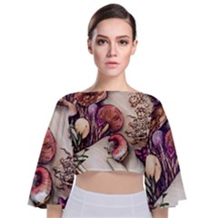 Toadstools And Charms For Necromancy And Conjuration Tie Back Butterfly Sleeve Chiffon Top by GardenOfOphir