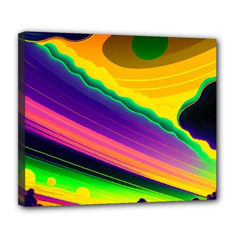 Jupiter Clouds Dan Mumford Stars Yellow Planets Deluxe Canvas 24  X 20  (stretched) by Ravend