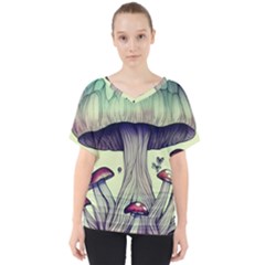 Toadstool Charm For Necromancy And Wizardry V-neck Dolman Drape Top by GardenOfOphir