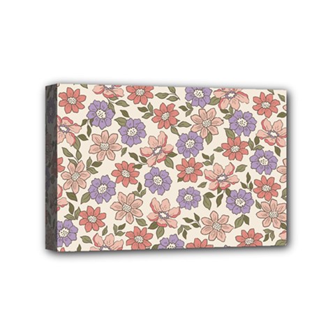 Flowers Petals Plants Floral Print Pattern Design Mini Canvas 6  X 4  (stretched) by Ravend