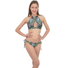 Craft Mushroom Cross Front Halter Bikini Set by GardenOfOphir