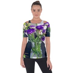 Cute Flower Wallpaper Shoulder Cut Out Short Sleeve Top by artworkshop