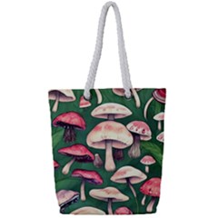 Foraging In The Mushroom Zone Full Print Rope Handle Tote (small) by GardenOfOphir