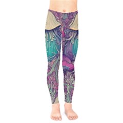 Natural Forest Fairy Mushroom Foraging Kids  Leggings by GardenOfOphir