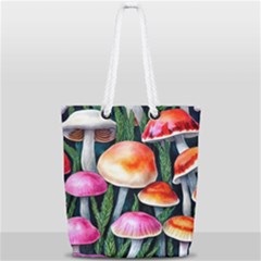 Goblincore Mushroom Full Print Rope Handle Tote (small) by GardenOfOphir