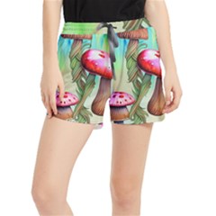 Warm Mushroom Forest Women s Runner Shorts by GardenOfOphir