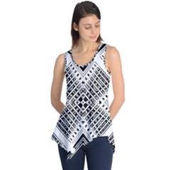 Black And White Modern Texture Seamless Print Fabric Pattern Sleeveless Tunic