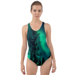 Aurora Northern Lights Celestial Magical Astronomy Cut-out Back One Piece Swimsuit by Jancukart