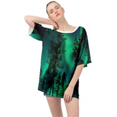 Aurora Northern Lights Celestial Magical Astronomy Oversized Chiffon Top by Jancukart