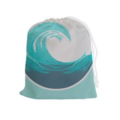 Tidal Wave Ocean Sea Tsunami Wave Minimalist Drawstring Pouch (xl) by Pakemis