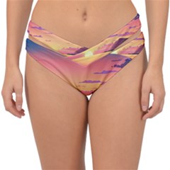 Sunset Ocean Beach Water Tropical Island Vacation 3 Double Strap Halter Bikini Bottoms by Pakemis