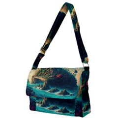 Tropical Island Paradise Ocean Sea Palm Trees Full Print Messenger Bag (l) by Pakemis