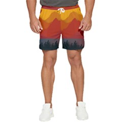 Mountain Forest Nature Scenery Art Mountains Men s Runner Shorts by Wegoenart