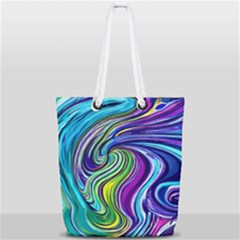Waves Of Color Full Print Rope Handle Tote (small) by GardenOfOphir