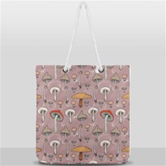 Mushrooms Autumn Fall Pattern Seamless Decorative Full Print Rope Handle Tote (large) by Wegoenart