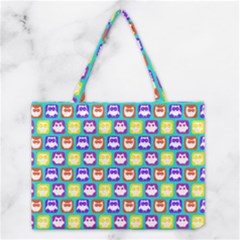 Colorful Whimsical Owl Pattern Medium Tote Bag by GardenOfOphir