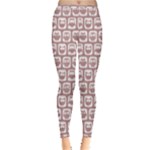 Light Pink And White Owl Pattern Inside Out Leggings