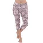 Light Pink And White Owl Pattern Lightweight Velour Capri Yoga Leggings