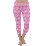 Pink Gerbera Daisy Vector Tile Pattern Capri Winter Leggings 
