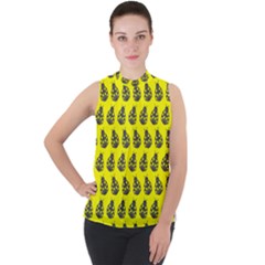 Ladybug Vector Geometric Tile Pattern Mock Neck Chiffon Sleeveless Top by GardenOfOphir