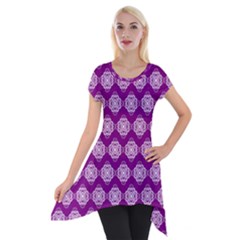 Abstract Knot Geometric Tile Pattern Short Sleeve Side Drop Tunic by GardenOfOphir