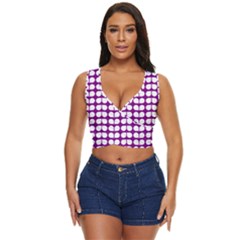 Purple And White Leaf Pattern Women s Sleeveless Wrap Top by GardenOfOphir