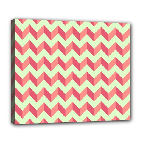 Modern Retro Chevron Patchwork Pattern Deluxe Canvas 24  X 20  (stretched) by GardenOfOphir