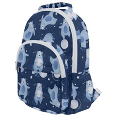 Bear Pattern Patterns Planet Animals Rounded Multi Pocket Backpack by Semog4