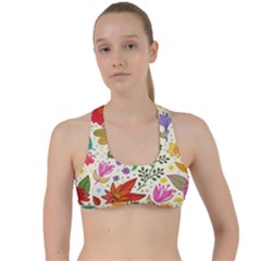 Colorful Flowers Pattern Abstract Patterns Floral Patterns Criss Cross Racerback Sports Bra by Semog4