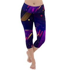 Colorful Abstract Background Creative Digital Art Colorful Geometric Artwork Lightweight Velour Capri Yoga Leggings by Semog4