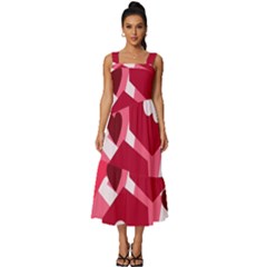 Pink-17 Square Neckline Tiered Midi Dress