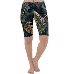Tropical Leaves Foliage Monstera Nature Home Pattern Cropped Leggings 